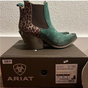 Ariat Women's Teal and Leopard Ankle Boots